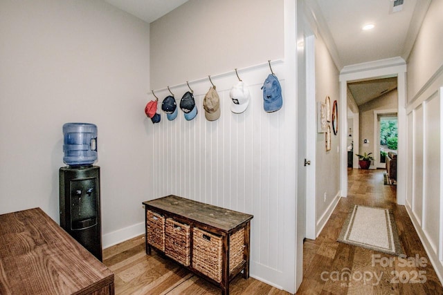 13708 Huntson Park Ln, Huntersville, NC 28078 - corridor featuring wood finished floors and crown molding