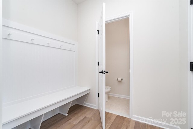 18019 Wilbanks Dr, Charlotte, NC 28278 - mudroom featuring light wood-type flooring and baseboards