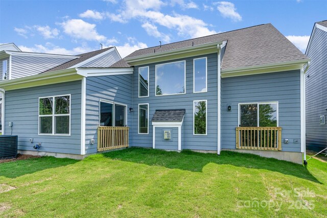 18019 Wilbanks Dr, Charlotte, NC 28278 - back of property featuring a yard and cooling unit