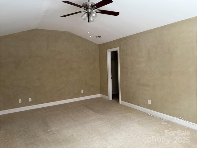 9177 Bonnie Briar Cir, Charlotte, NC 28277 - carpeted empty room with vaulted ceiling and a ceiling fan
