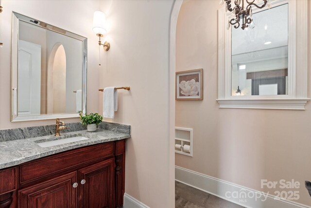 1501 Alydar Ct, Waxhaw, NC 28173 - bathroom featuring vanity and baseboards