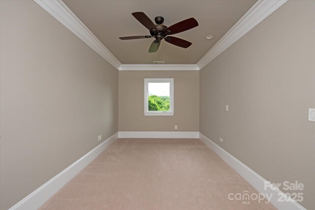 1501 Alydar Ct, Waxhaw, NC 28173 - spare room with crown molding, light carpet, ceiling fan, and baseboards