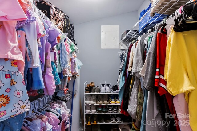 310 S Jacob St, Cherryville, NC 28021 - walk in closet featuring electric panel and vaulted ceiling