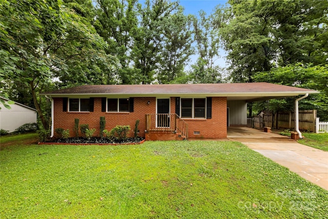 1156 Westover Cir, Rock Hill, SC 29732 - single story home featuring concrete driveway, an attached carport, brick siding, and crawl space