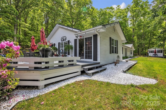162 Candle St, West Jefferson, NC 28694 - back of house with a wooden deck and a yard