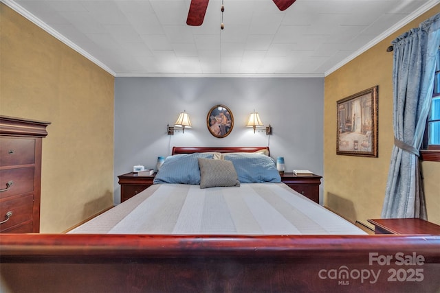 162 Candle St, West Jefferson, NC 28694 - bedroom featuring crown molding, a ceiling fan, and a baseboard radiator