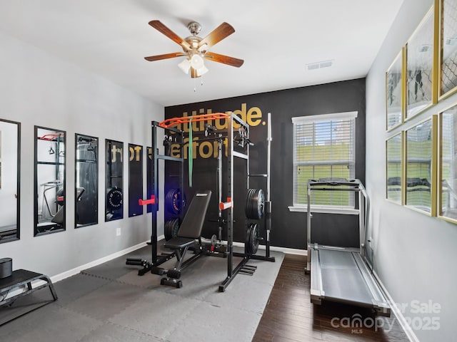 417 Livingston Dr, Lancaster, SC 29720 - exercise area featuring ceiling fan and baseboards