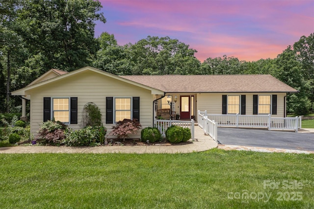 3060 Texs Fish Camp Rd, Connelly Springs, NC 28612 - single story home with a porch, a front yard, and a shingled roof