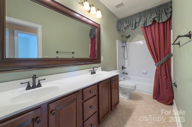 8044 Hawk Crest Ct, Charlotte, NC 28270 - full bath with double vanity, shower / bath combo with shower curtain, and tile patterned flooring