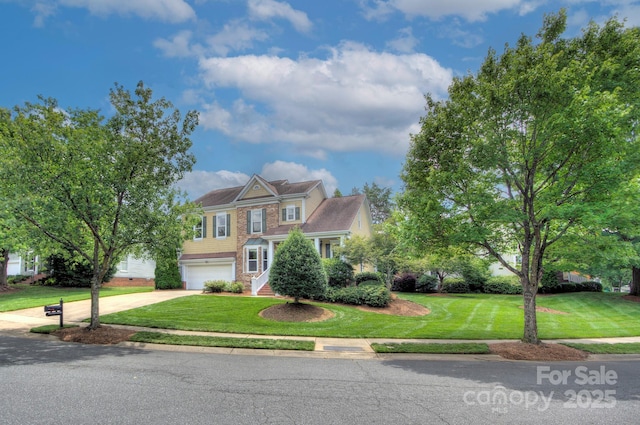 8044 Hawk Crest Ct, Charlotte, NC 28270 - view of front of home with concrete driveway, an attached garage, and a front lawn