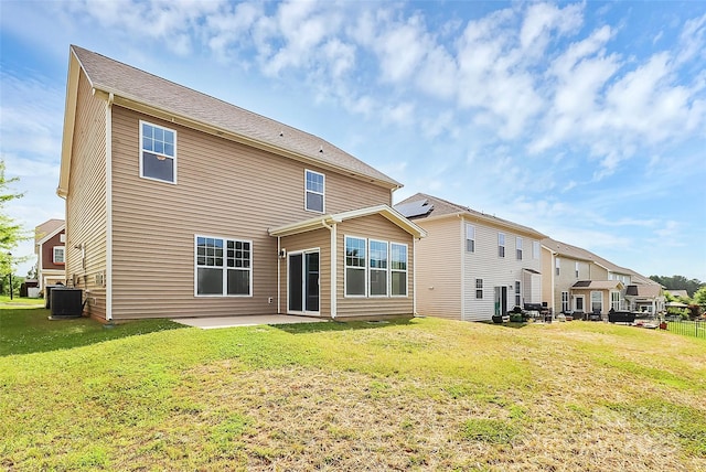10004 Perth Moor Rd, Charlotte, NC 28278 - back of property featuring a patio area, central air condition unit, and a yard
