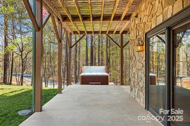 447 Hidden Lake Pkwy, Nebo, NC 28761 - view of patio with a hot tub