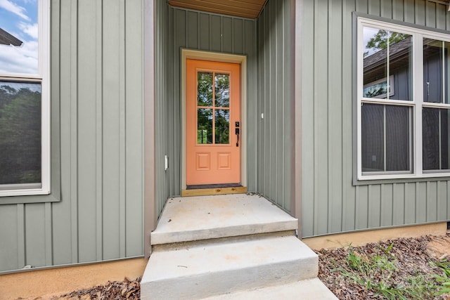 140 Cove Crest Dr, Rutherfordton, NC 28139 - doorway to property with board and batten siding