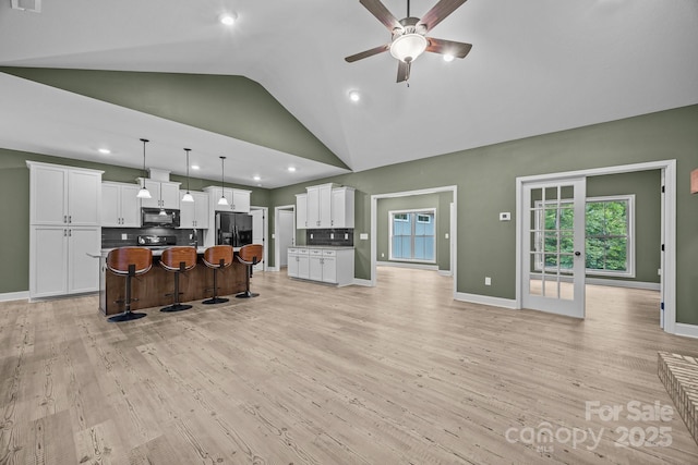 140 Cove Crest Dr, Rutherfordton, NC 28139 - living area featuring ceiling fan, light wood-style flooring, plenty of natural light, baseboards, and recessed lighting