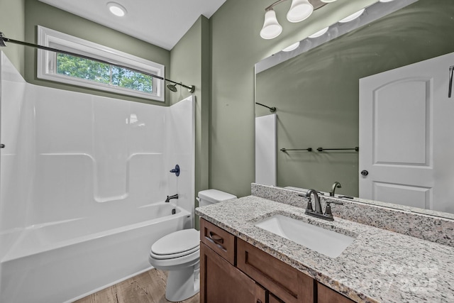 140 Cove Crest Dr, Rutherfordton, NC 28139 - bathroom featuring toilet, wood finished floors, vanity, and tub / shower combination