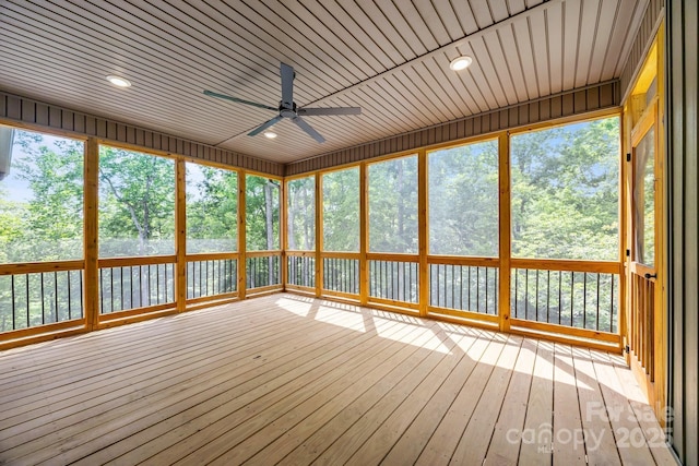 140 Cove Crest Dr, Rutherfordton, NC 28139 - unfurnished sunroom with ceiling fan and plenty of natural light