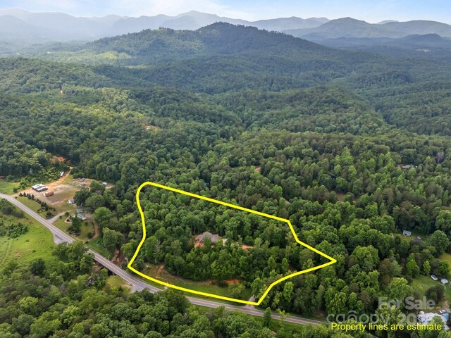 140 Cove Crest Dr, Rutherfordton, NC 28139 - aerial view of property's location with a forest, mountains, and property parcel outlined