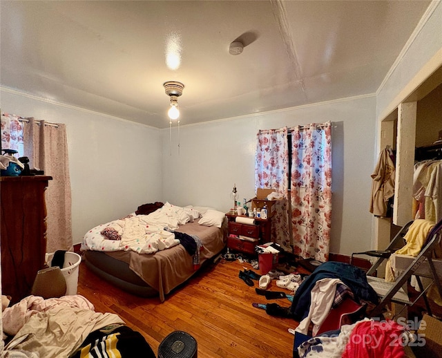 78 Moffitt Hill Church Rd, Old Fort, NC 28762 - bedroom with hardwood / wood-style flooring and ornamental molding