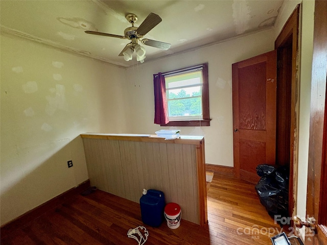 78 Moffitt Hill Church Rd, Old Fort, NC 28762 - spare room with wood finished floors, baseboards, ornamental molding, and a ceiling fan