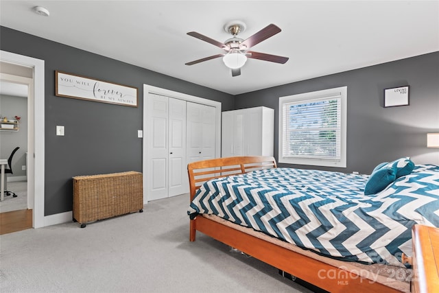 6313 Weddington Rd, Concord, NC 28027 - bedroom featuring carpet flooring, a closet, and a ceiling fan