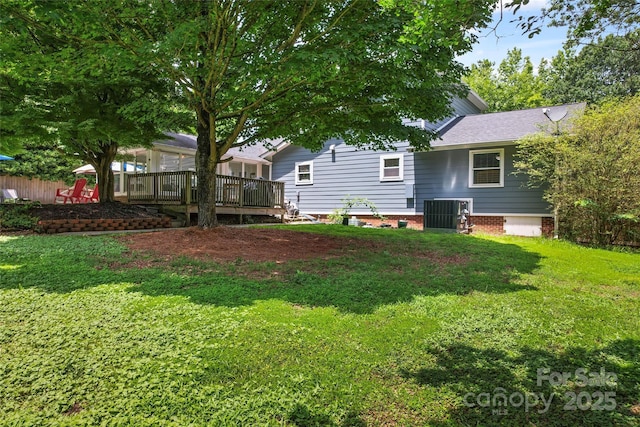 6313 Weddington Rd, Concord, NC 28027 - view of grassy yard with a wooden deck