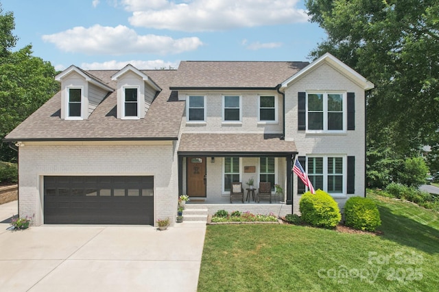207 Spaniel Dr SE, Concord, NC 28025 - view of front facade with covered porch, brick siding, and concrete driveway