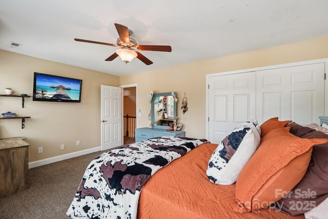 207 Spaniel Dr SE, Concord, NC 28025 - carpeted bedroom with a closet and a ceiling fan