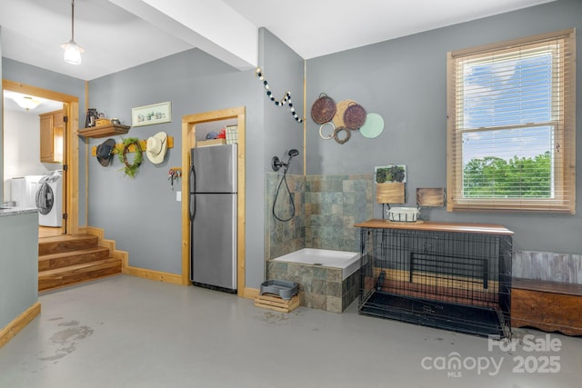 333 Lambs Grill Rd, Rutherfordton, NC 28139 - bathroom featuring finished concrete floors, healthy amount of natural light, and tiled shower