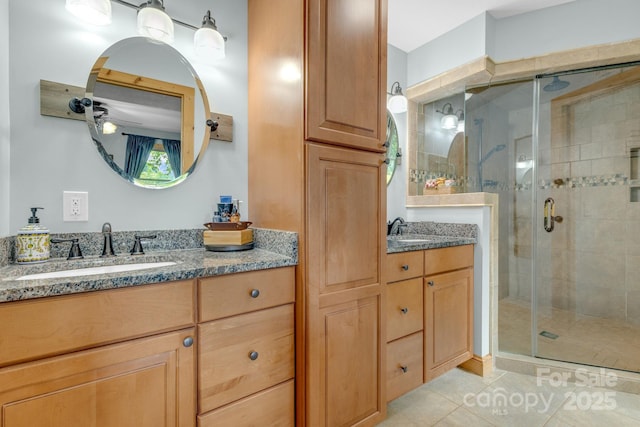 333 Lambs Grill Rd, Rutherfordton, NC 28139 - bathroom with tile patterned floors, vanity, and a stall shower