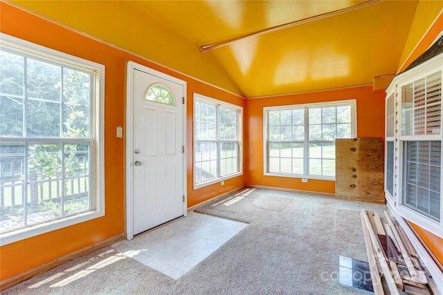 4630 Irish Potato Rd, Kannapolis, NC 28083 - foyer entrance featuring vaulted ceiling, carpet floors, and baseboards