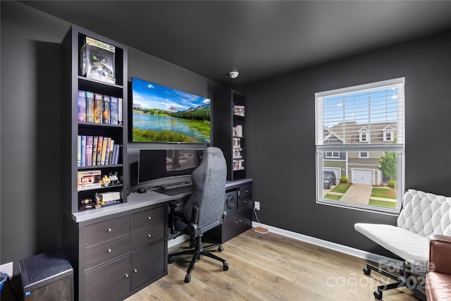 2717 Aubrey St, Monroe, NC 28110 - office area featuring light wood-style floors and baseboards