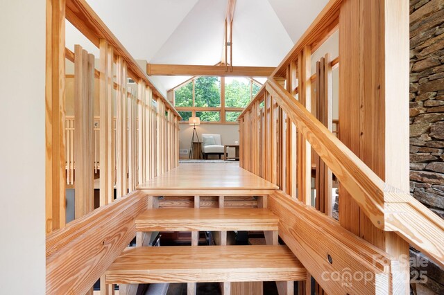 588 Long Branch Rd, Swannanoa, NC 28778 - staircase with high vaulted ceiling
