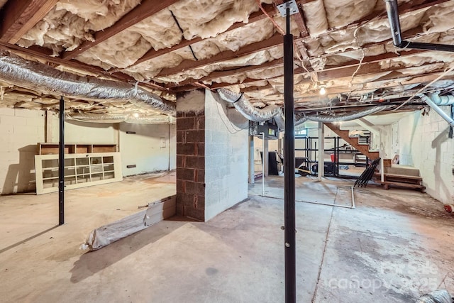 8255 Castor Rd, Salisbury, NC 28146 - unfinished below grade area with stairs