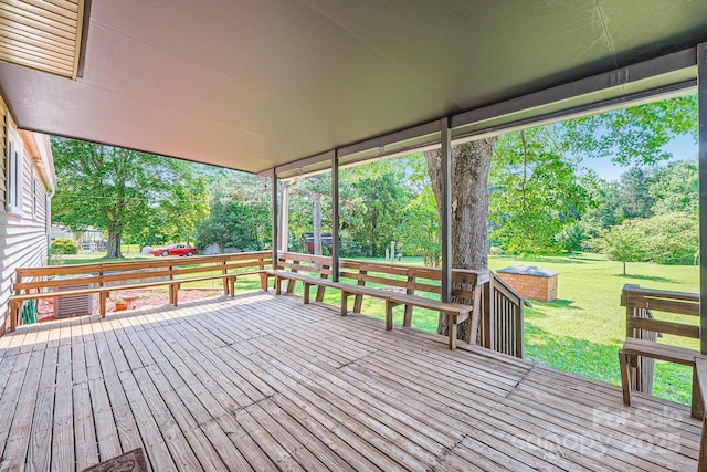 8255 Castor Rd, Salisbury, NC 28146 - wooden deck with a lawn and view of scattered trees