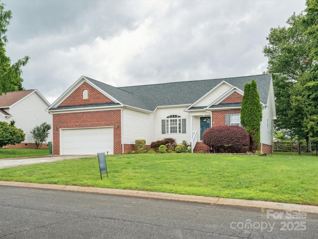116 Birchwood Ct, Mount Holly, NC 28120 - view of front facade with brick siding, concrete driveway, a garage, and roof with shingles