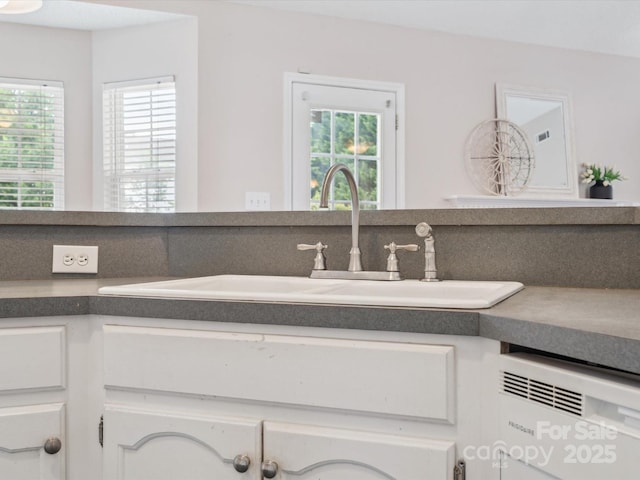 116 Birchwood Ct, Mount Holly, NC 28120 - detailed view of dishwashing machine, white cabinetry, and dark countertops