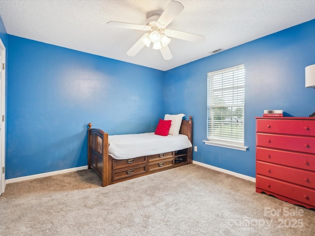116 Birchwood Ct, Mount Holly, NC 28120 - bedroom with carpet floors, a textured ceiling, and ceiling fan