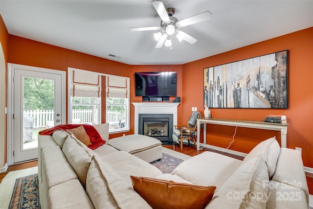288 Sand Paver Way Unit 50, Fort Mill, SC 29708 - living room with plenty of natural light, wood finished floors, and ceiling fan
