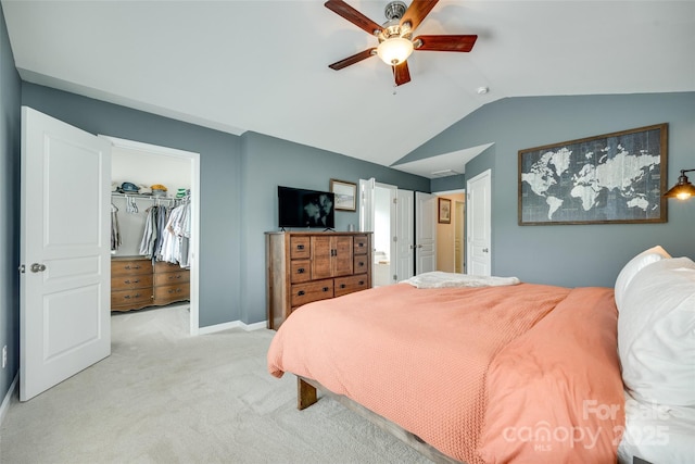 288 Sand Paver Way Unit 50, Fort Mill, SC 29708 - carpeted bedroom featuring vaulted ceiling, a closet, a ceiling fan, baseboards, and a spacious closet