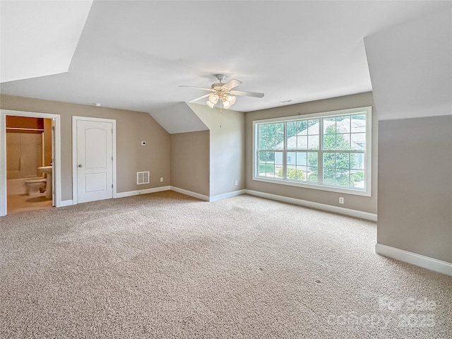 1625 Damascus Cir, Conover, NC 28613 - bonus room with ceiling fan, baseboards, carpet floors, and lofted ceiling