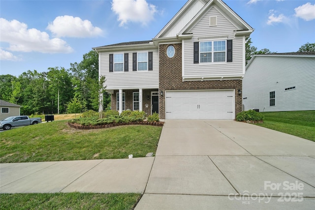 2034 Houle Ln, Charlotte, NC 28214 - view of front of property with brick siding, concrete driveway, an attached garage, and a front lawn