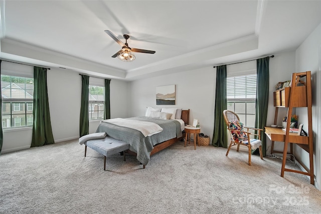 2034 Houle Ln, Charlotte, NC 28214 - bedroom with a tray ceiling, multiple windows, carpet flooring, and ornamental molding