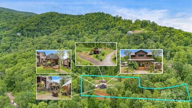 43 Dillingham Estates Trl, Swannanoa, NC 28778 - aerial overview of property's location featuring a heavily wooded area and property parcel outlined