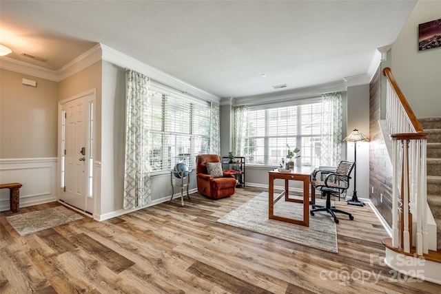 714 Deerbrook Ln, Tega Cay, SC 29708 - office featuring ornamental molding and wood finished floors