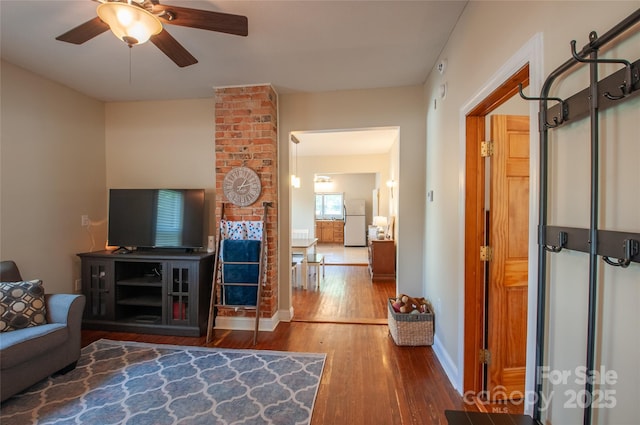 505 S Eastway Dr, Troutman, NC 28166 - living room with wood finished floors and ceiling fan