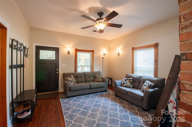 505 S Eastway Dr, Troutman, NC 28166 - living area featuring hardwood / wood-style floors and ceiling fan