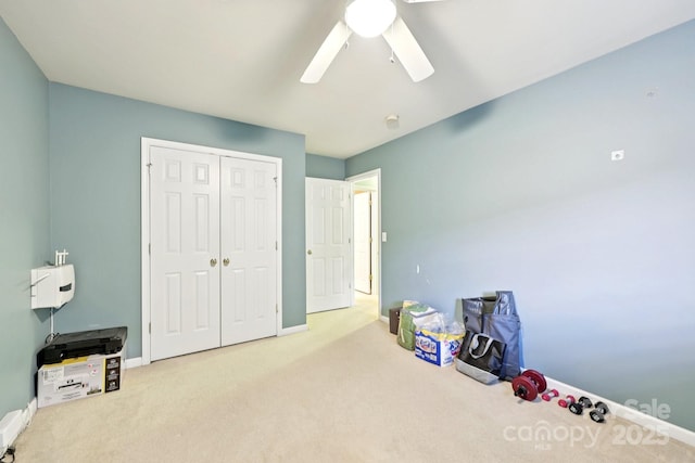 14018 Drake Watch Ln, Charlotte, NC 28262 - game room featuring carpet floors, ceiling fan, and baseboards