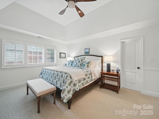 4644 Snow Dr, Harrisburg, NC 28075 - carpeted bedroom featuring ceiling fan, baseboards, and lofted ceiling