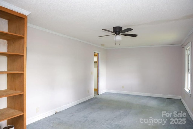 1270 N Enochville Ave, China Grove, NC 28023 - carpeted empty room featuring a ceiling fan, baseboards, and ornamental molding