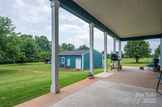 3103 Richview Dr, Crouse, NC 28033 - view of patio / terrace with an outdoor structure and area for grilling